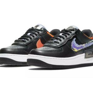 Nike Air Force 1 Shadow SE Pixel Swoosh Womens Sz 8 Black Multicolor CV8480 001